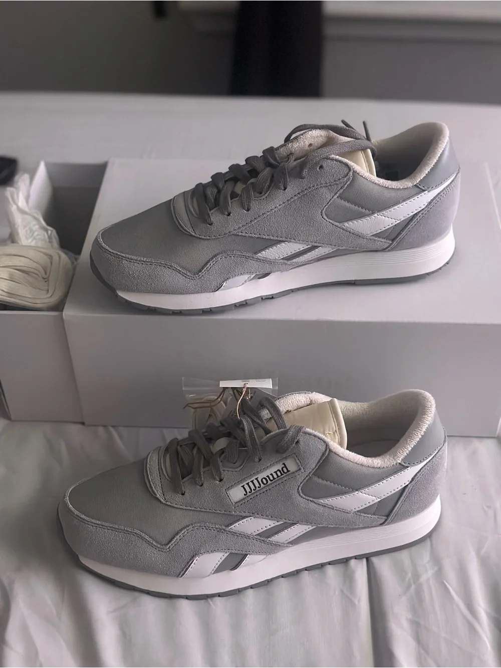 Reebok Men's Grey and White Classic Sneakers